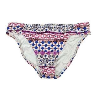 La Blanca Printed Side-Tab Bikini Bottom Sz 10